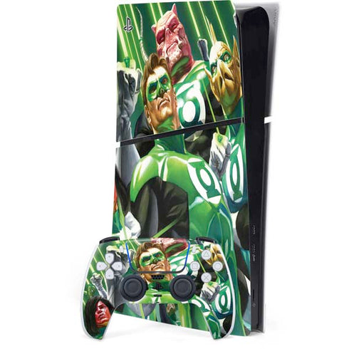 DC Comics Green Lantern Corps Team Art by Alex Ross PS5 Slim Digital Edition Console Skin