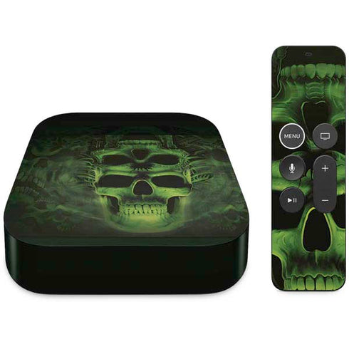 Liquid Blue Green Skulls Apple TV Skin