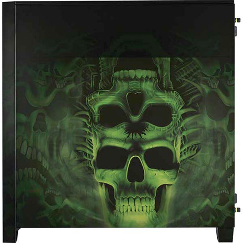 Liquid Blue Green Skulls Corsair 4000D Tempered Glass Mid-Tower ATX Case Skin