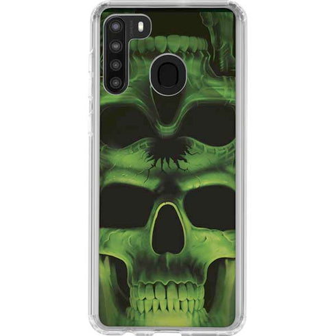 Liquid Blue Green Skulls Galaxy A21 Clear Case