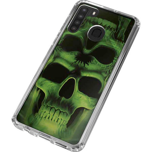 Liquid Blue Green Skulls Galaxy A21 Clear Case