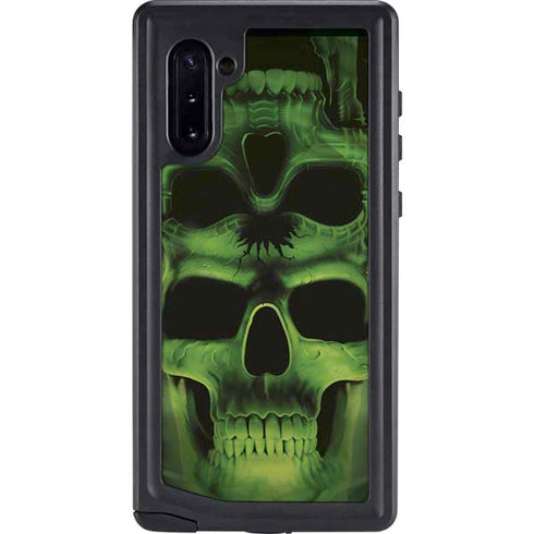 Liquid Blue Green Skulls Galaxy Note 10 Waterproof Case