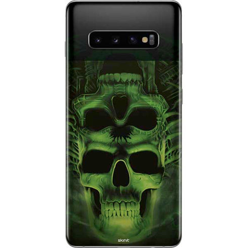 Liquid Blue Green Skulls Galaxy S10 Plus Skin
