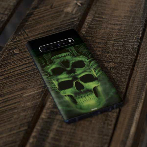 Liquid Blue Green Skulls Galaxy S10 Plus Skin