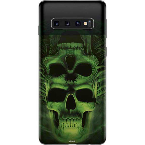 Liquid Blue Green Skulls Galaxy S10 Skin