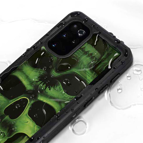 Liquid Blue Green Skulls Galaxy S20 Plus Waterproof Case