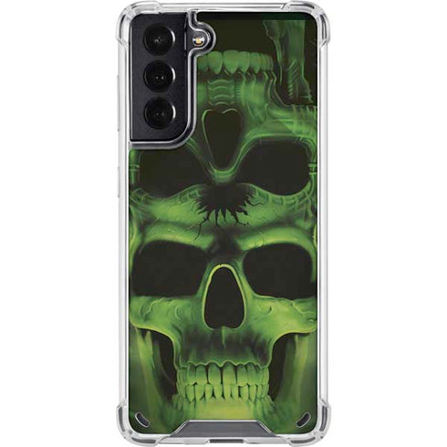 Liquid Blue Green Skulls Galaxy S21 5G Clear Case