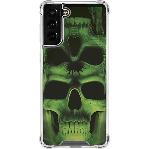 Liquid Blue Green Skulls Galaxy S21 FE Clear Case