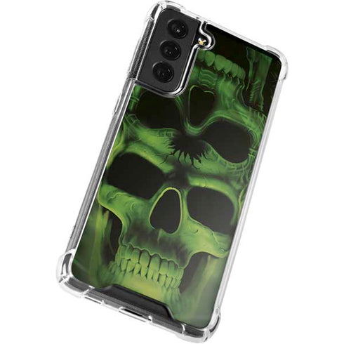 Liquid Blue Green Skulls Galaxy S21 FE Clear Case