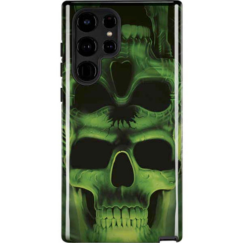 Liquid Blue Green Skulls Galaxy S22 Ultra Pro Case