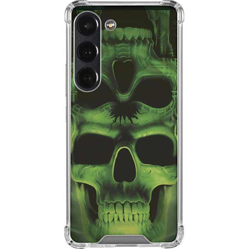 Liquid Blue Green Skulls Galaxy S23 Clear Case