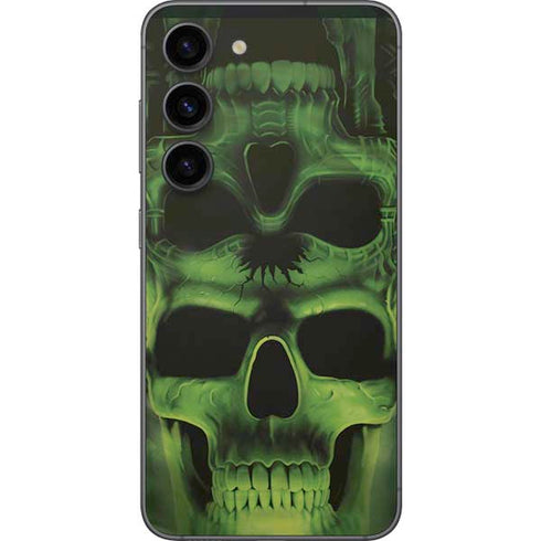 Liquid Blue Green Skulls Galaxy S23 Skin