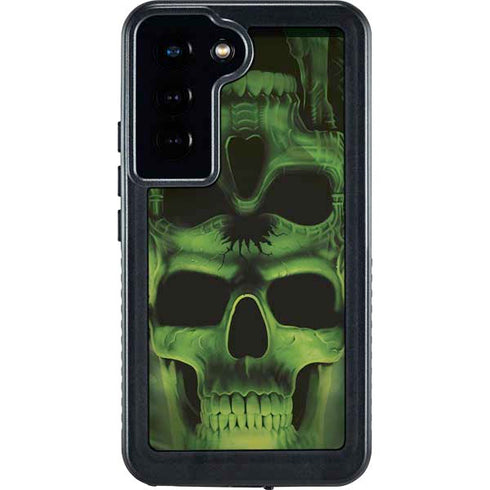 Liquid Blue Green Skulls Galaxy S23 Waterproof Case