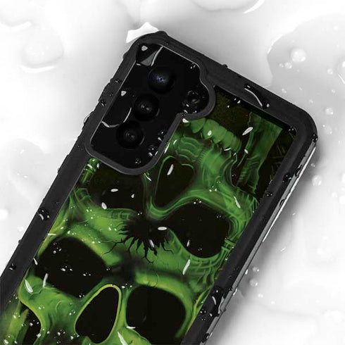 Liquid Blue Green Skulls Galaxy S23 Waterproof Case