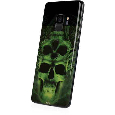 Liquid Blue Green Skulls Galaxy S9 Skin