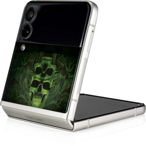 Liquid Blue Green Skulls Galaxy Z Flip3 5G Skin