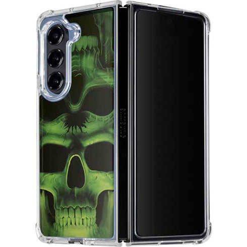 Liquid Blue Green Skulls Galaxy Z Fold5 5G Clear Case