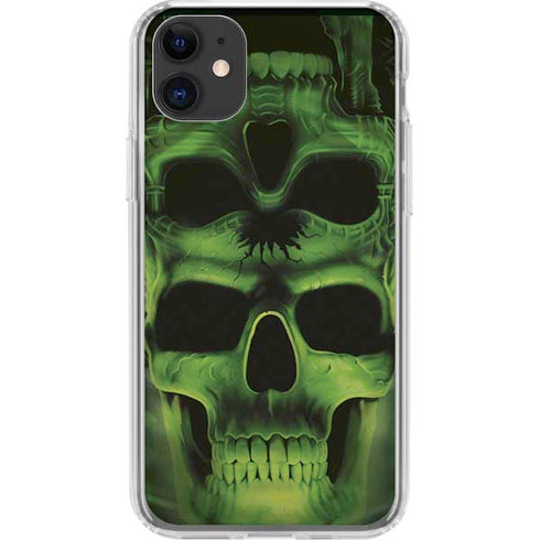 Liquid Blue Green Skulls iPhone 11 Clear Case