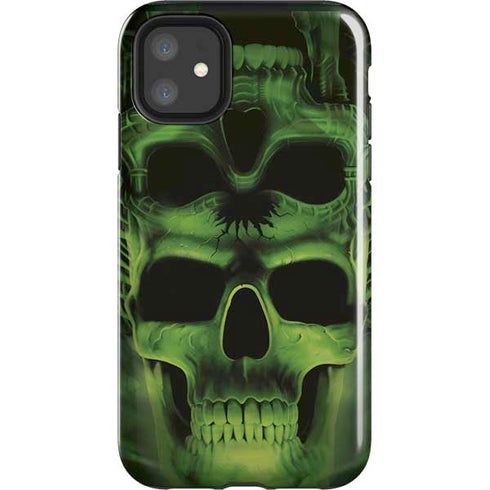 Liquid Blue Green Skulls iPhone 11 Impact Case