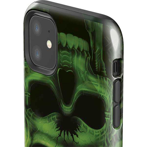 Liquid Blue Green Skulls iPhone 11 Impact Case