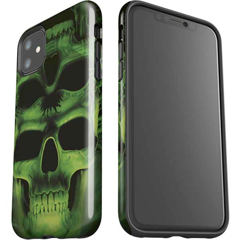 Liquid Blue Green Skulls iPhone 11 Impact Case