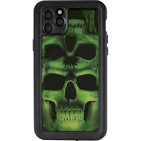 Liquid Blue Green Skulls iPhone 11 Pro Max Waterproof Case