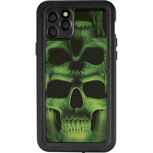 Liquid Blue Green Skulls iPhone 11 Pro Waterproof Case