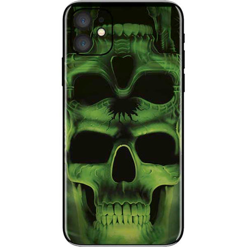 Liquid Blue Green Skulls iPhone 11 Skin