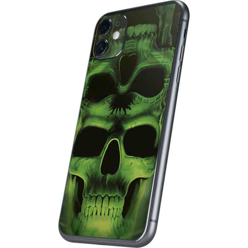 Liquid Blue Green Skulls iPhone 11 Skin