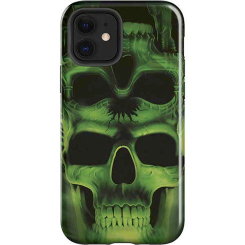 Liquid Blue Green Skulls iPhone 12 Impact Case