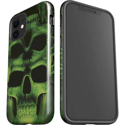 Liquid Blue Green Skulls iPhone 12 Impact Case