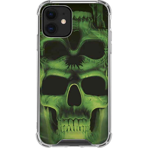 Liquid Blue Green Skulls iPhone 12 Mini Clear Case