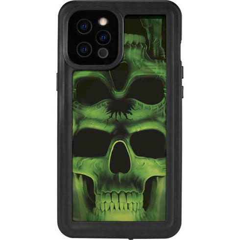 Liquid Blue Green Skulls iPhone 12 Pro Max Waterproof Case