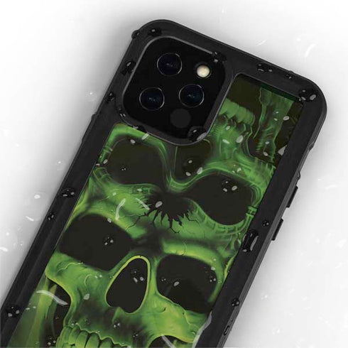 Liquid Blue Green Skulls iPhone 12 Pro Max Waterproof Case