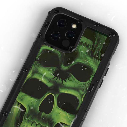 Liquid Blue Green Skulls iPhone 12 Pro Waterproof Case
