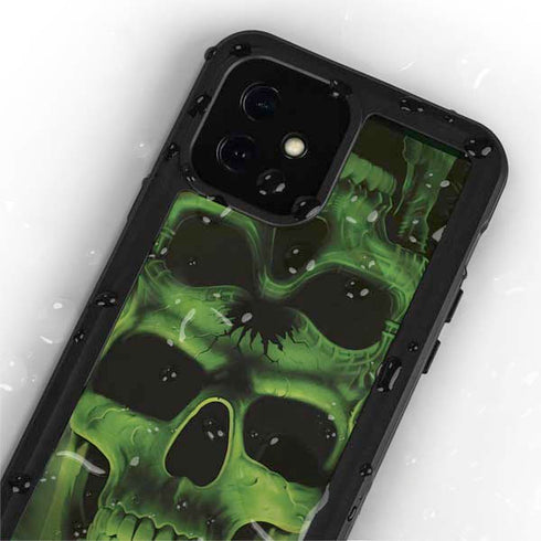 Liquid Blue Green Skulls iPhone 12 Waterproof Case