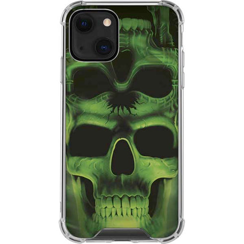 Liquid Blue Green Skulls iPhone 13 Mini Clear Case