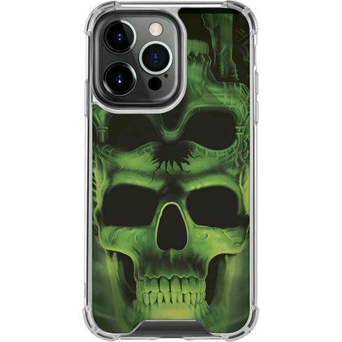 Liquid Blue Green Skulls iPhone 13 Pro Clear Case