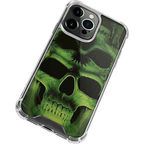 Liquid Blue Green Skulls iPhone 13 Pro Clear Case
