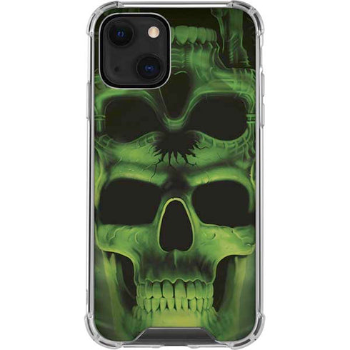 Liquid Blue Green Skulls iPhone 14 Plus Clear Case