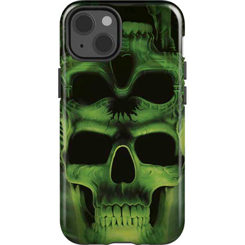 Liquid Blue Green Skulls iPhone 15 Impact Case