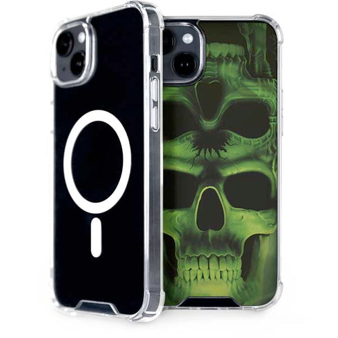 Liquid Blue Green Skulls iPhone 15 Plus MagSafe Case