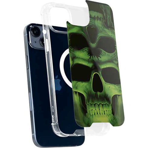 Liquid Blue Green Skulls iPhone 15 Plus MagSafe Case