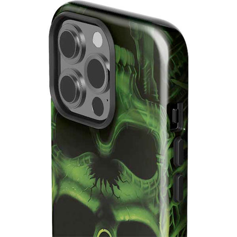 Liquid Blue Green Skulls iPhone 15 Pro Impact Case