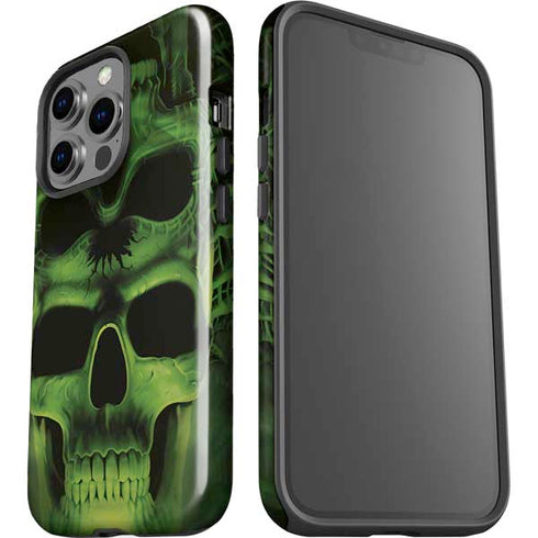Liquid Blue Green Skulls iPhone 14 Pro Impact Case