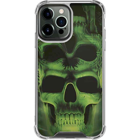 Liquid Blue Green Skulls iPhone 14 Pro Max Clear Case