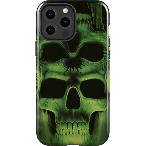 Liquid Blue Green Skulls iPhone 15 Pro Max Impact Case