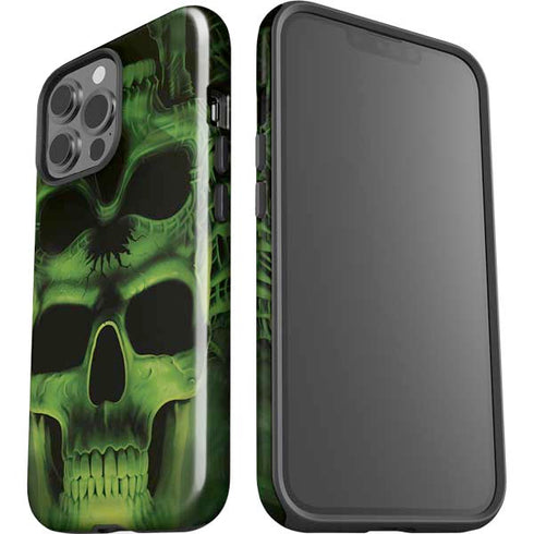 Liquid Blue Green Skulls iPhone 15 Pro Max Impact Case