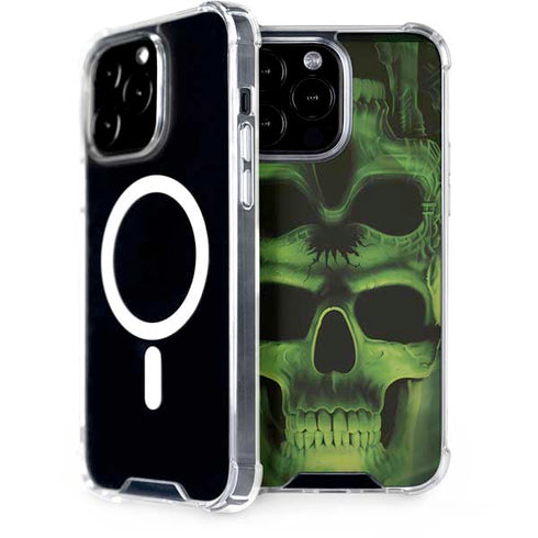 Liquid Blue Green Skulls iPhone 15 Pro Max MagSafe Case