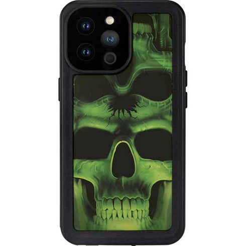 Liquid Blue Green Skulls iPhone 14 Pro Max Waterproof Case